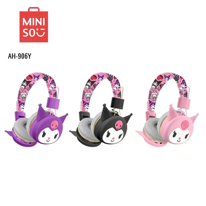 Sanrio Hello Kitty Kuromi Bluetooth Headphone Wireless Headsets Cartoon with Mic Foldable Lightweight Earphone for Phones Laptop