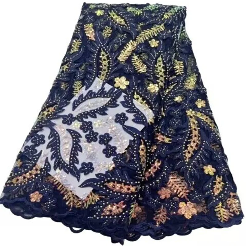 

Luxury Sequins Lace Fabric Embroidery African French Mesh Tulle Beads Lace Fabric For Nigeria Evening Dress Party Dress Wedding