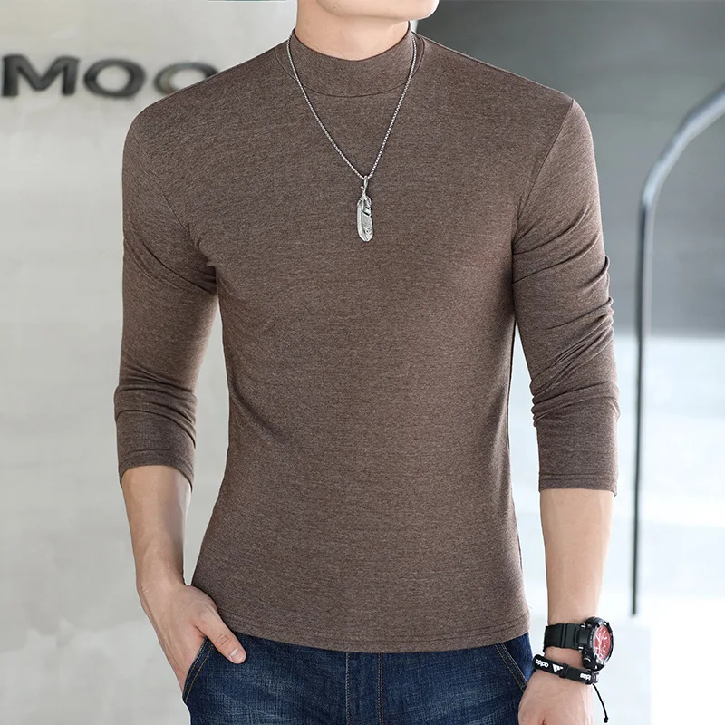 

2023 Turtleneck Shirt for Men Long Sleeve Pullover Shirt Thermal Underwear for Formal Meeting Causal Parties Gatherings Clothing