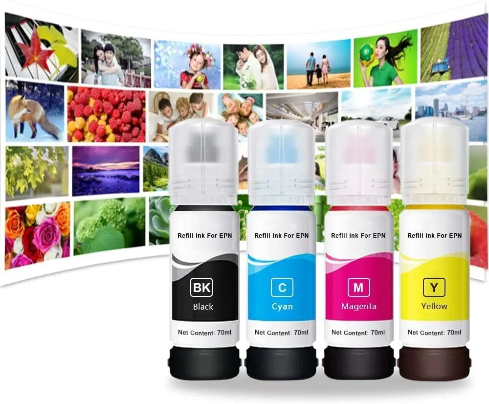 Dye Ink Refill For Epson EcoTank L3110 L3150 L3250 ET-2720 ET-2710 ET-2712 ET-2714 ET-2726 Printer 5 PCS