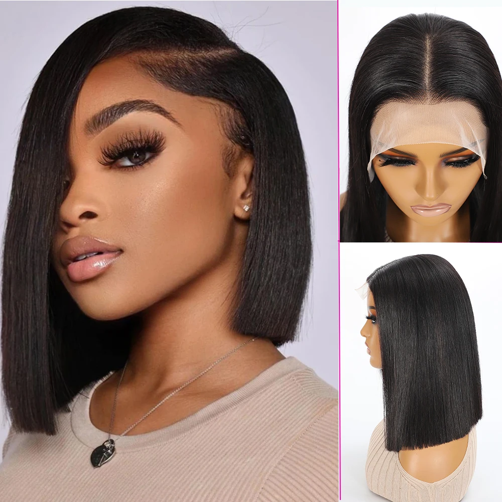 Super Double Drawn Bob Wigs Human Hair 300 Density 12A Hair 5x5 2x6 Lace Bob Wig 13x4 Lace Frontal Human Wigs For Women