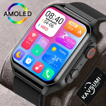 2023 새로운 Smartwatch 망 AMOLED HD 스크린 블루투스 통화 IP68 방수 Heartrate 음악 스포츠 여성 스마트 워치 안드로이드 IOS