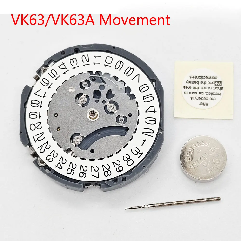 日本 VK63 VK63A 高精度クォーツムーブメント クロノグラフ 3 針日付