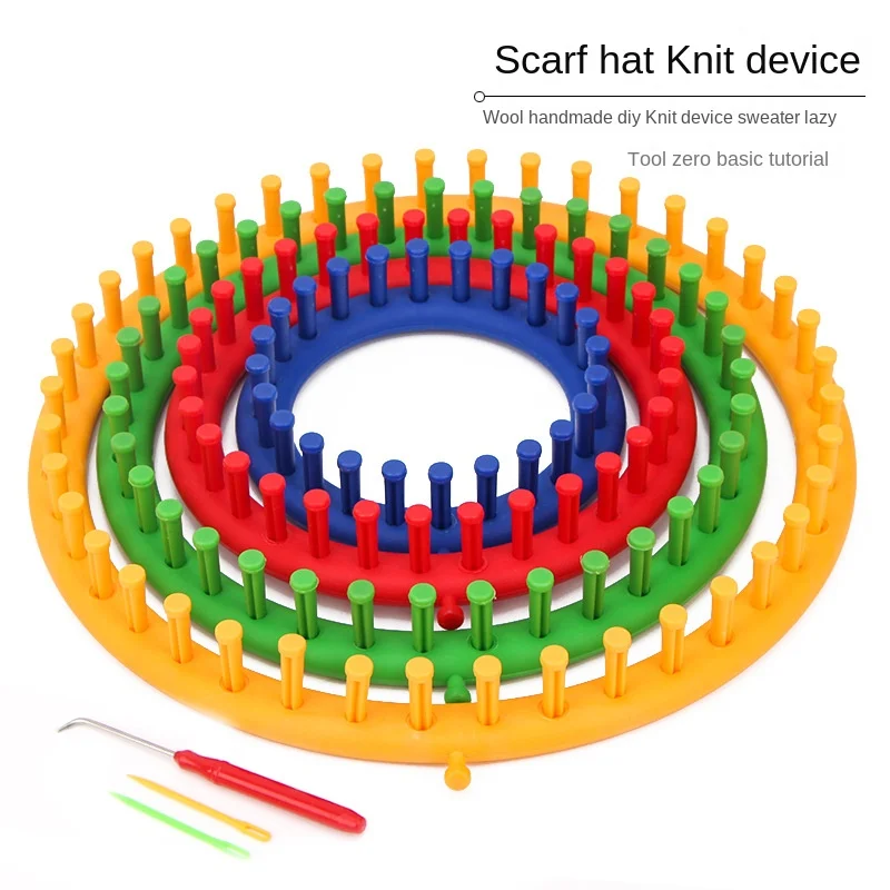 Knitting Supplies Knitting Material Weaving Tools Knitting Craft Supplies Knitting Loom Weaving Loom Knitting Kit, Plastic Pompom, Sock Hat Scarf, Scarves Maker, Long Handle, DIY Weaving Tool, Random Color