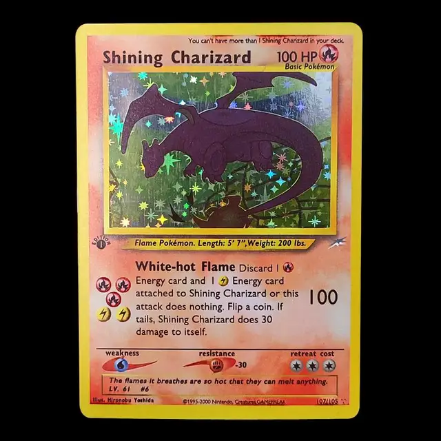 Pokemon Base Set 1996 Years English Cards Pokemon Shining Charizard Mewtwo Battle Game Collection Diy Flash Cards Gift Kids Toys 6
