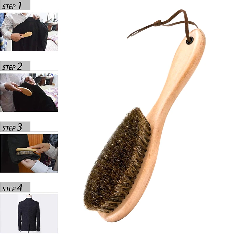 나무 신발 광택제 브러시 전체 강모 말 털 긴 손잡이 청소 브러시, 가죽 부드러운 연마 도구 부츠, 광택 천 세트 관리