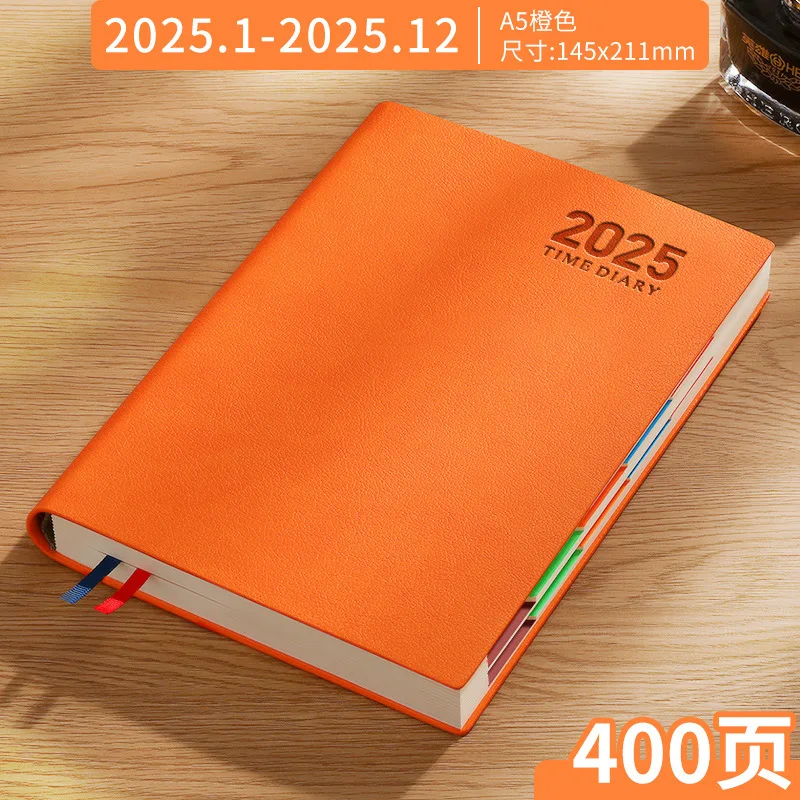 Daily Planners A5 English Thicken 400 Page Schedule Notebook PU Leather Colorful Month Index Agenda Office School Supplies