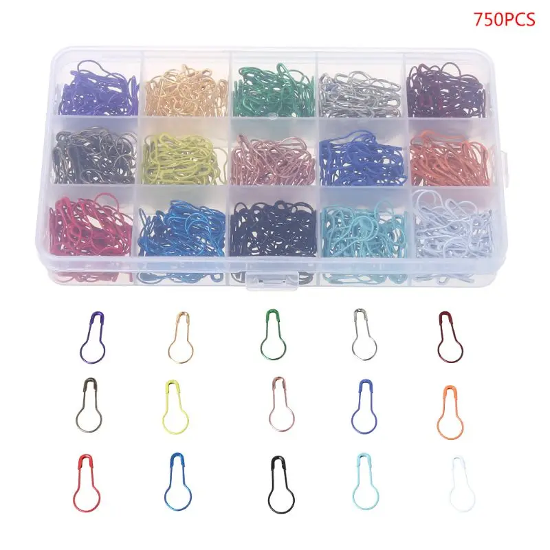 

B36C 750pcs/box Clbsh Gourd Shpe Metl Security Sfety Pins Clips Knitting Stitch