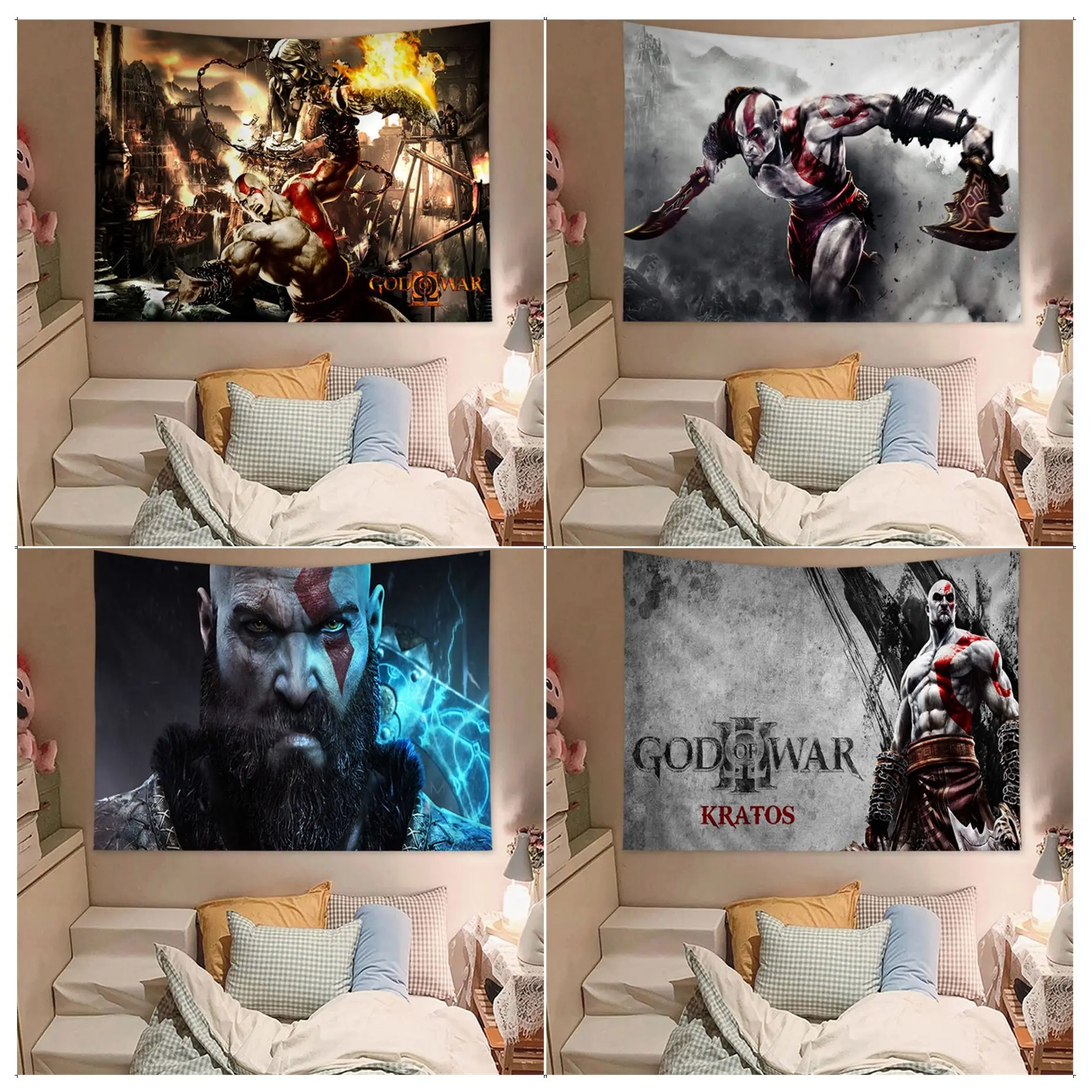 God Of War Cartoon Tapestry For Living Room Home Dorm Decor Home Decor