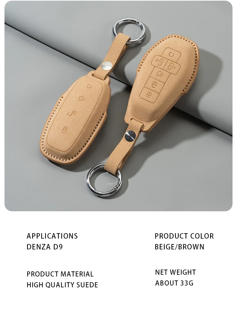 Suede keybag For DENZA D9 2025-2023 Remote key protection cover Suede keycase Ca