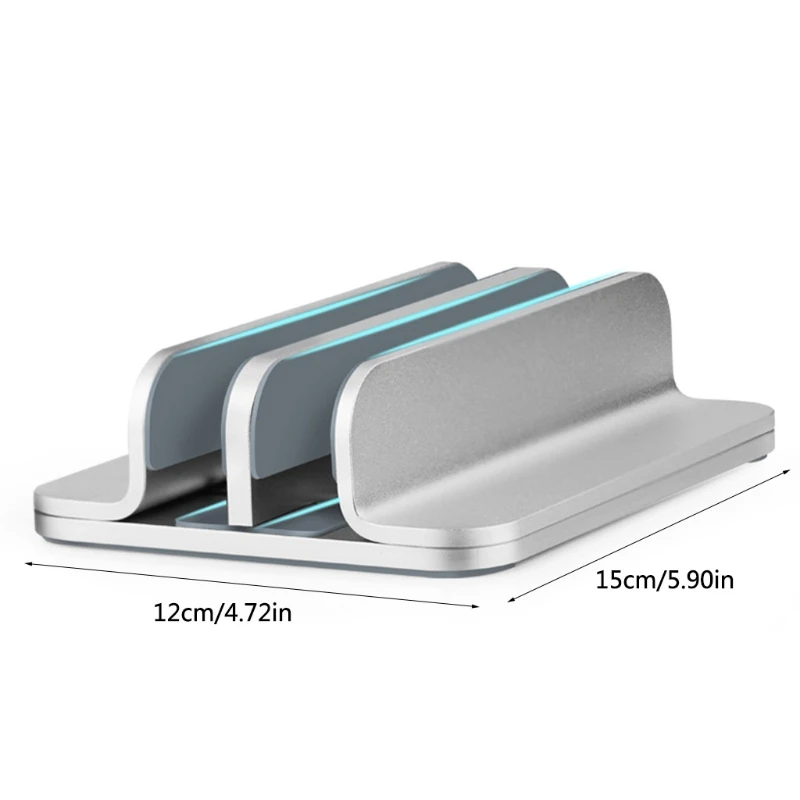 Aluminum Alloy Vertical Laptop Stand Holder Adjustable Desktop Notebook Dock Space-Saving 3 In 1