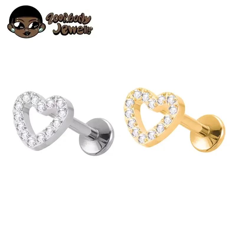 ASTM F136 Titan Piercing 16G 18G CZ Herz Labret Ohrring Innengewinde Knorpel Tragus Medusa Lip Monroe Körperschmuck