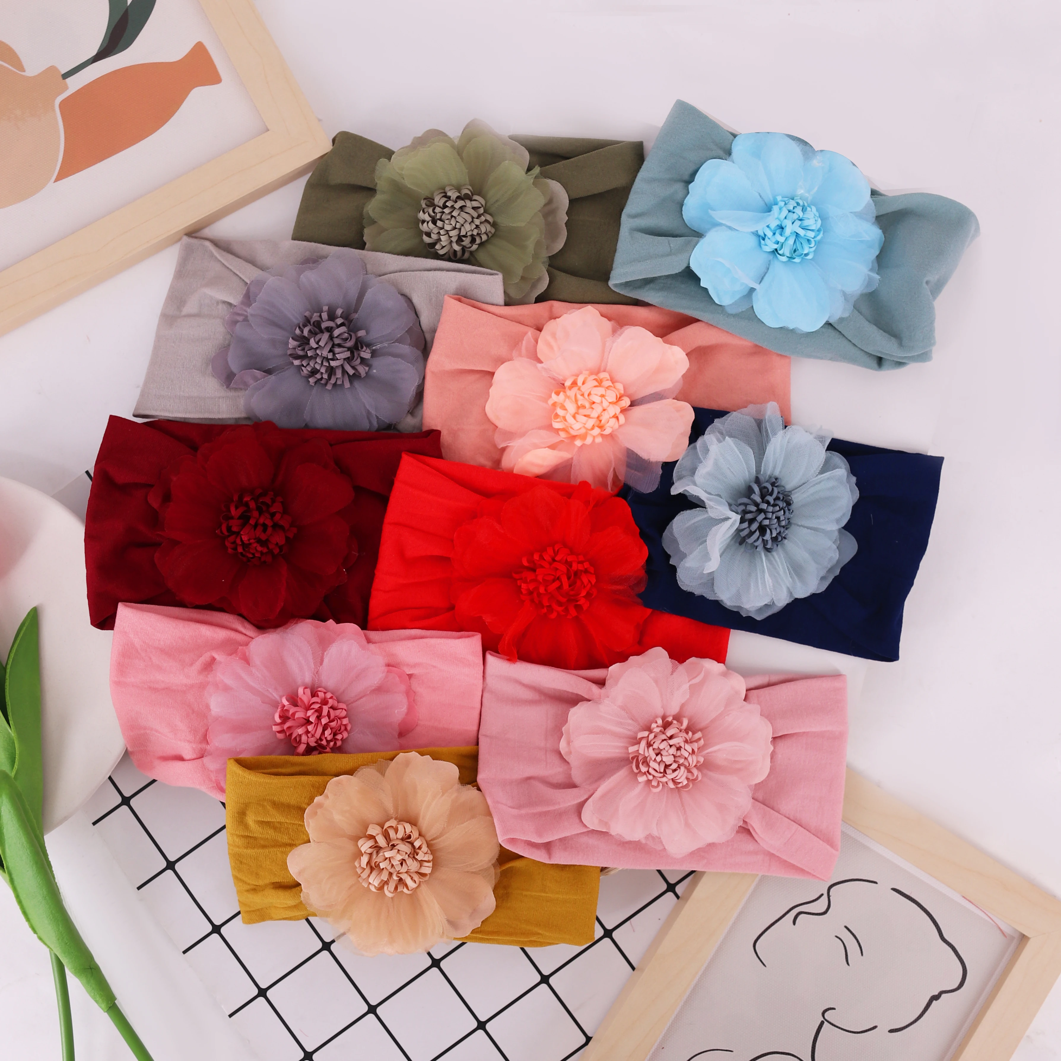 

New flower Baby Headband Soft Children's Headwear Fashion Solid Colors Girl Headscarf Baby Girl Headbands Baby Girl Accessories