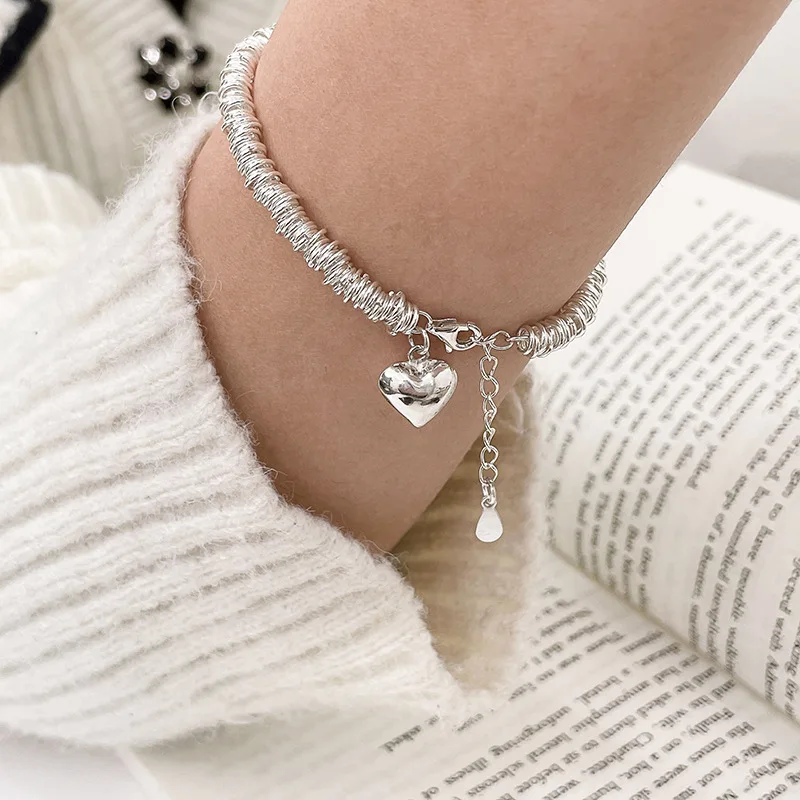 

925 Sterling Silver Heart Bracelets for Women Girls Fine Souvenir Luxury Jewelry Christmas Party Gift Free Shipping Jewelry