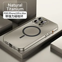 Luxury Aluminum PC Back Panel Metal Frame Phone Case - iPhone 15 Pro (Natural Titanium)