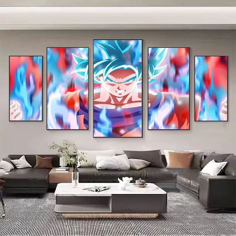 

Seven Dragon Ball, Wukong, Five Couplets Painting, Living Room Decoration Painting, Anime, Children's Room HD Hanging Painting