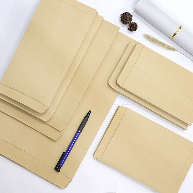 Kraft Paper Envelopes 50pcs/lot Yellow Blank Letterless Envelope A4 Thickened Invoice Envelope in Kraft Paper Document Bag Business Office Supplies