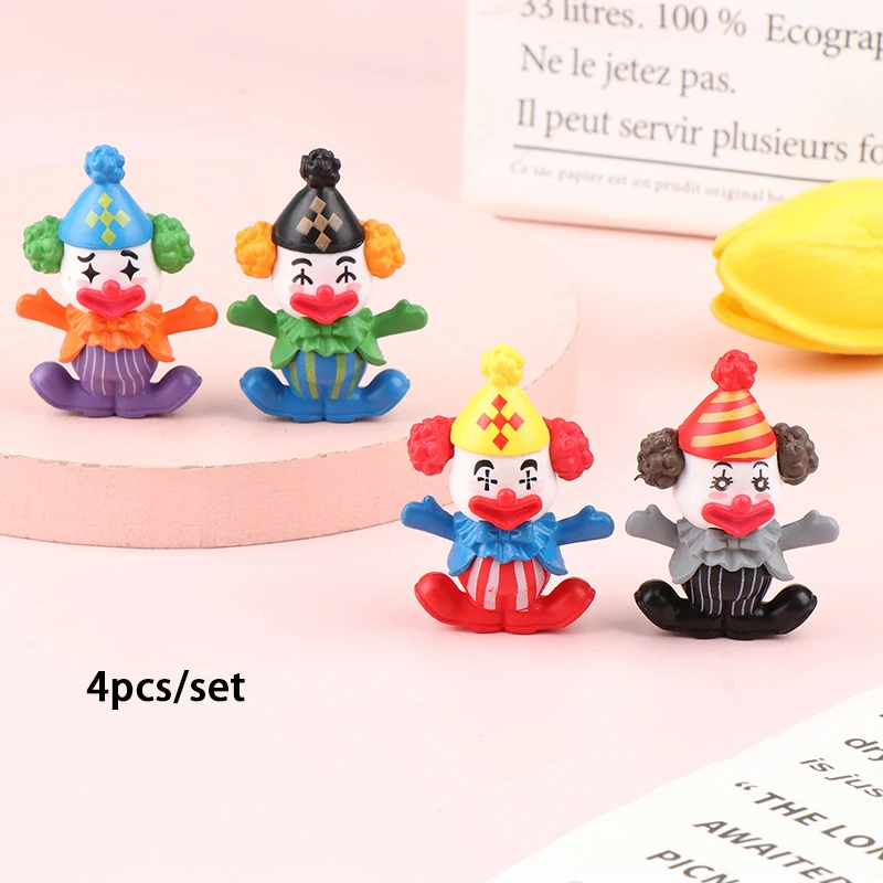 

4PCS Creative Miniature PVC Figures Action Dolls Cute Circus Clown Ornament Micro Landscape Fairy Garden Decorations Funny Toys