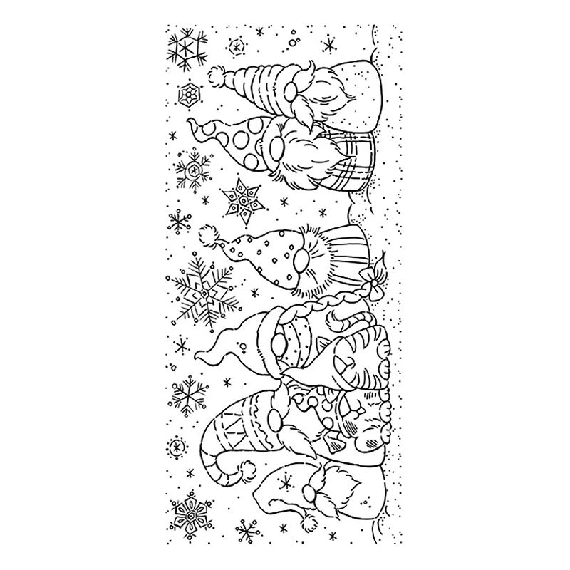 4x8.6inch Slimline Winter Gnomes Clear Stamps Background Stamp for Scrapbooking DIY Crafts Card Make Album Decorative 25