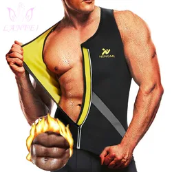 LANFEI Mens Neoprene Sweat Slimming Tops Waist Trainer Compression Vest Hot Workout Gym Weight Loss Body Shaper Sauna Shapewear
