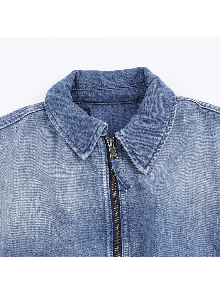 Women Denim Jacket 2025 New Autumn Winter Fashion Long Sleeve Zipper  Coat Chic Female High Street Lapel Outerwear