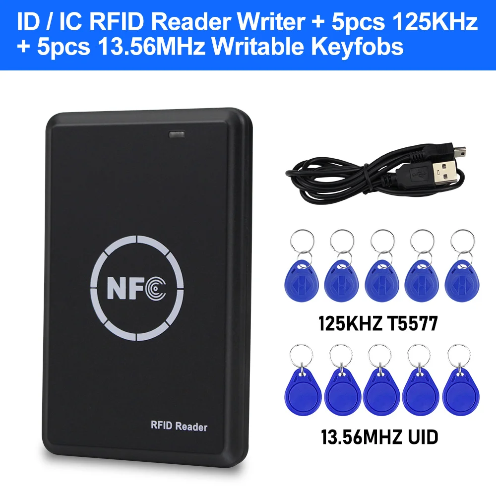 Rfid Reader Writer Card Reader, Usb Id Card Writer & Copier 125khz Usb Rfid  Card Duplicator With 5pcs Key Tag