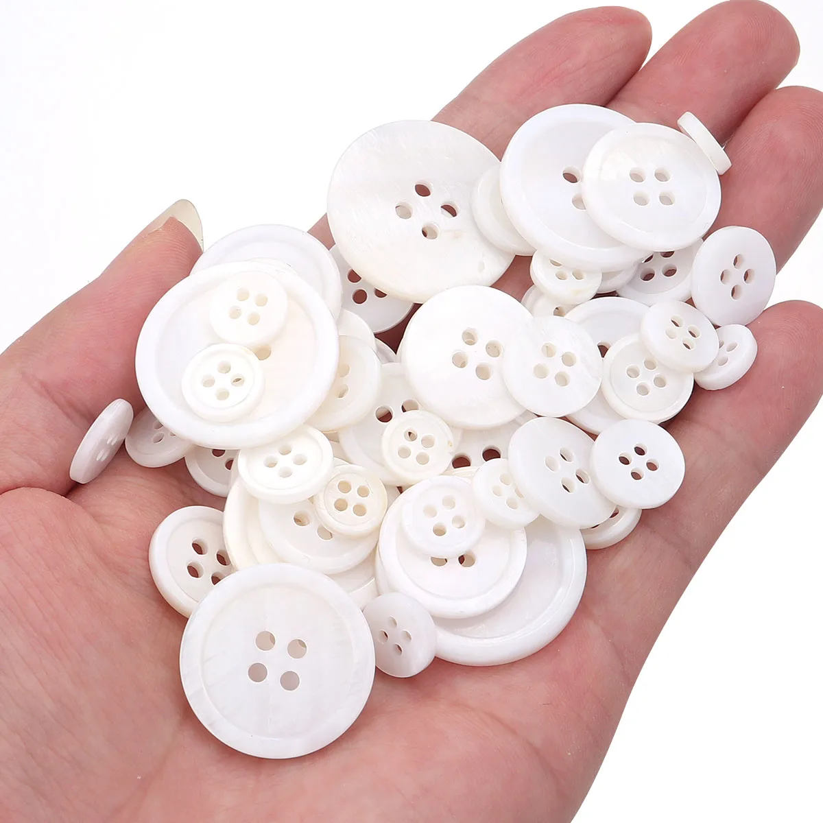 5-20 Teile/los 9-25mm Weiß Natürliche Shell Tasten 2/4 Löcher Runde Shell Nähen Zubehör Für Kleidung hemd DIY Handwerk Materialien – Detail 5