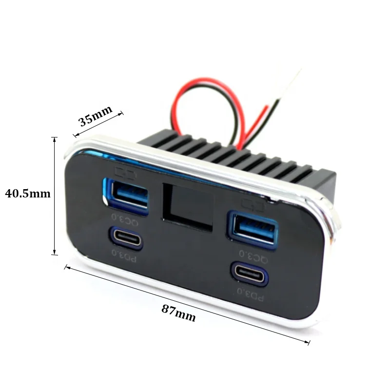 해양용 시트 듀얼 PD USB-C 12V/24V 고속 충전기 LED 볼트미터 포함 보트 및 RV용