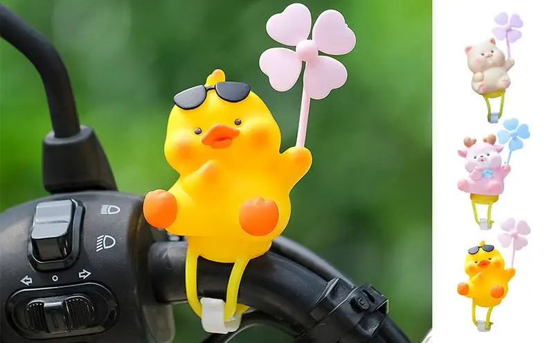 

Cartoon Ornament for Handlebar Cartoon Yellow Duck Helmet Head Bicycle Decoration Eye Catching Cartoon Windmill for Bicycles