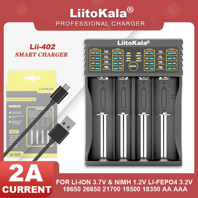 Lii402 chargeur 18650 1.2 V 3.7 V 3.2 V AA/AAA 26650 NiMH li-ion Maroc -  Moussasoft