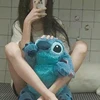 Hot 40/60/80/100cm Stitch Disney Doll Plush Toys Plush Stuffed Doll Soft Pillow Prone Posture Darklight Blue Cute Toy Gifts 3