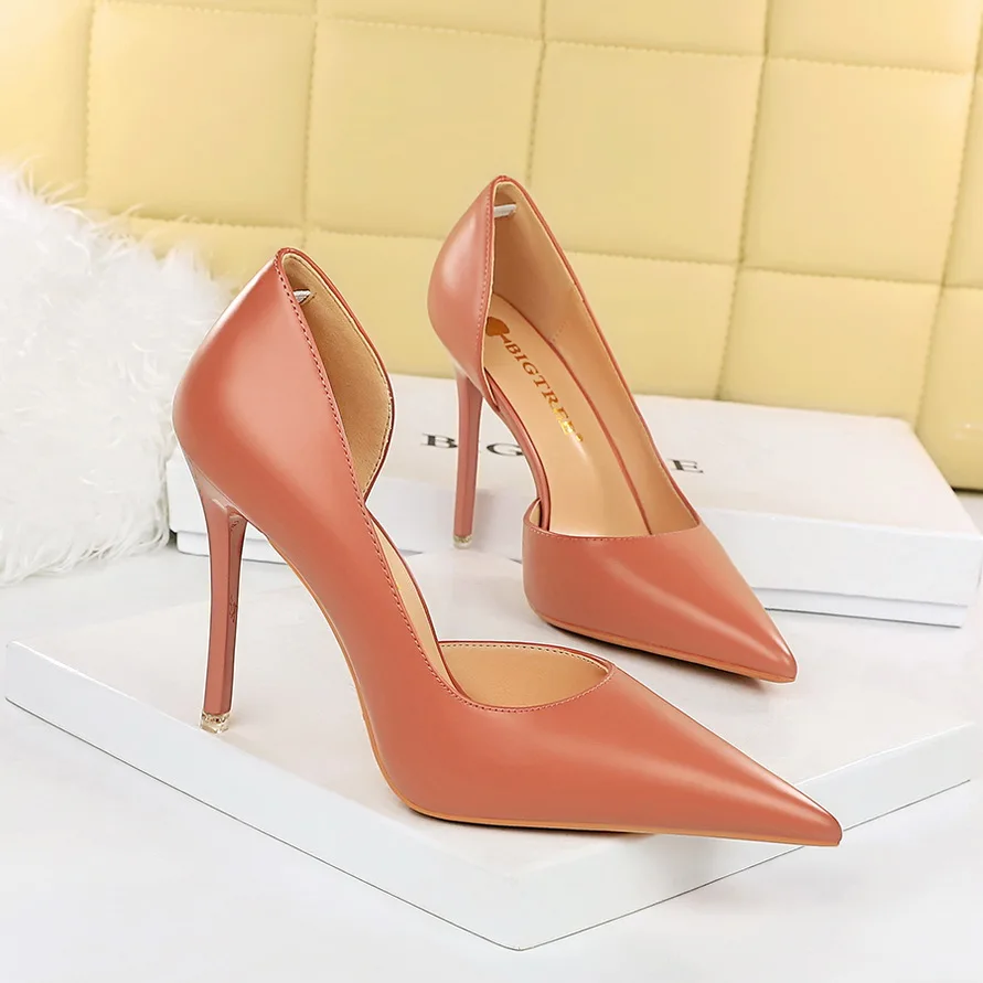BIGTREE Shoes Fashion New Pumps Women Sexy High Heels Pointed Toe Side hollow out Stiletto Women Heels Large Size 43 Ladies Shoe