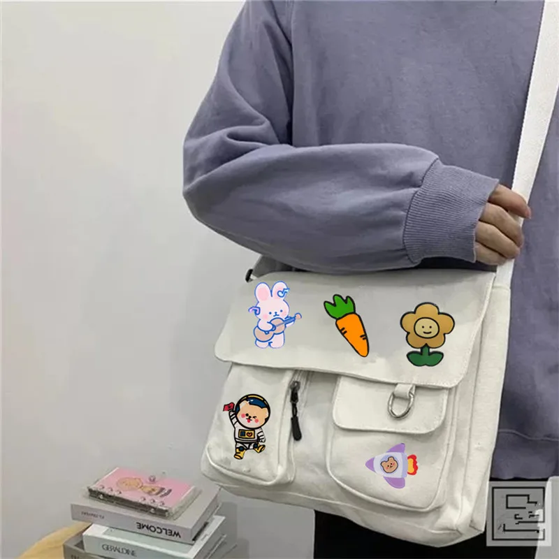 Ladies' Cute and Versatile Canvas Youth Fashion Shoulder Bag Student Large Capacity Crossbody Bag Flip Cover Student School Bags