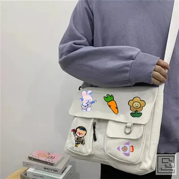 حقيبة كتف عصرية للشباب من القماش اللطيف ومتعددة الاستخدامات للسيدات، حقيبة كروس ذات سعة كبيرة، غطاء قلاب، حقائب مدرسية للطلاب 3