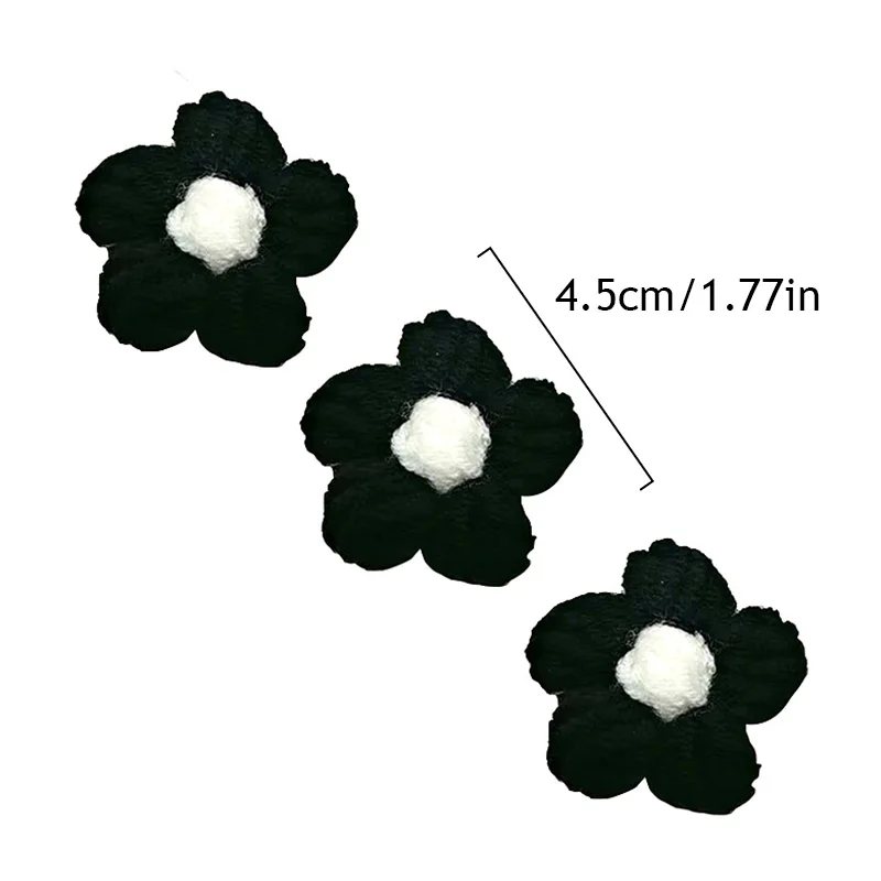 10Pcs Hand-knitted Flower Head Crochet Flower Applique Handmade Woolen Clothing Material Ornaments Jewelry Accessories