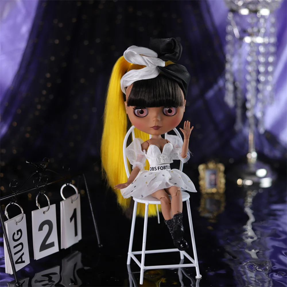ICY DBS Blyth doll black skin matte face nude doll and set joint body gift for boy girl reborn doll