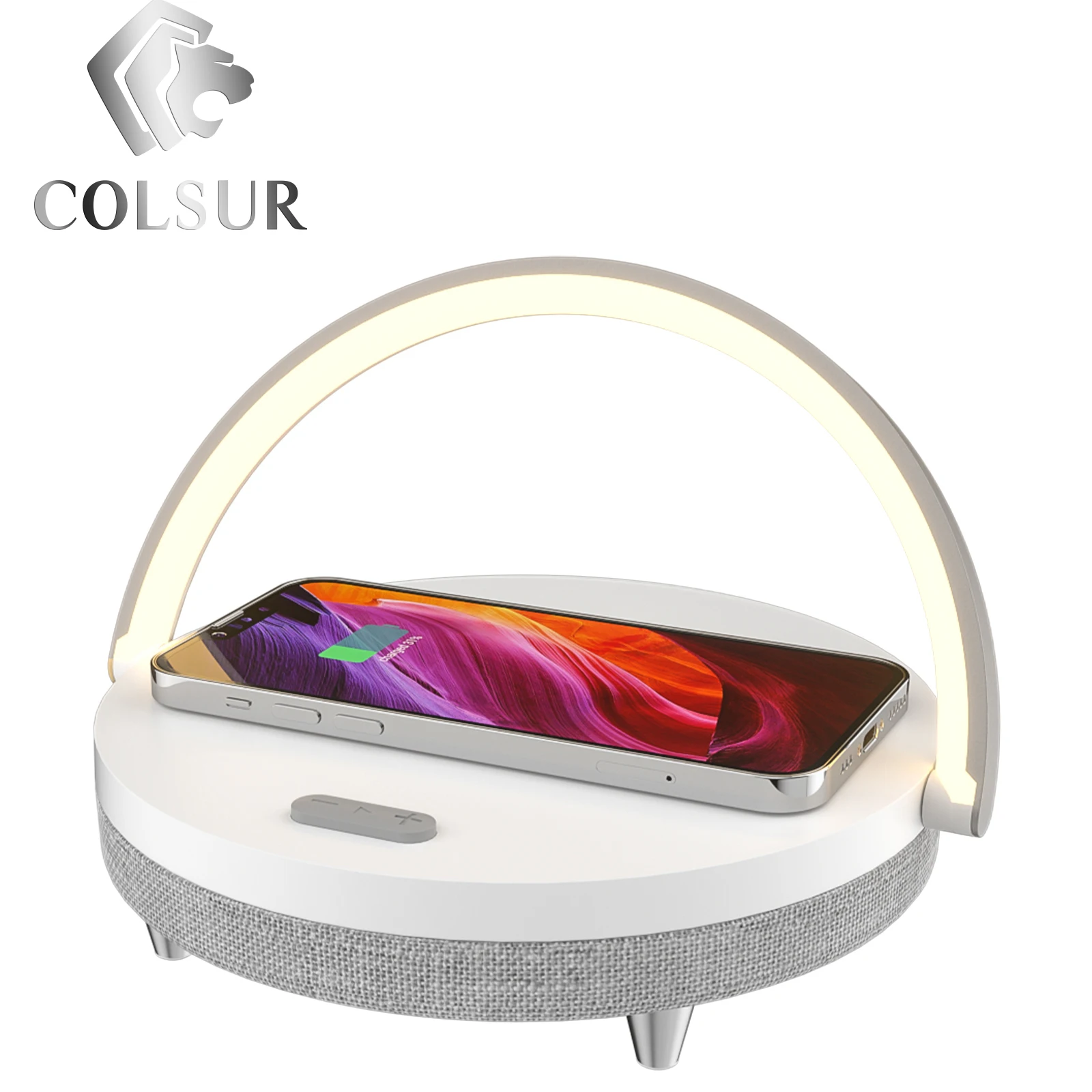 15WBluetoothSpeakerWirelessChargersWoodLEDLampHighPowerFast