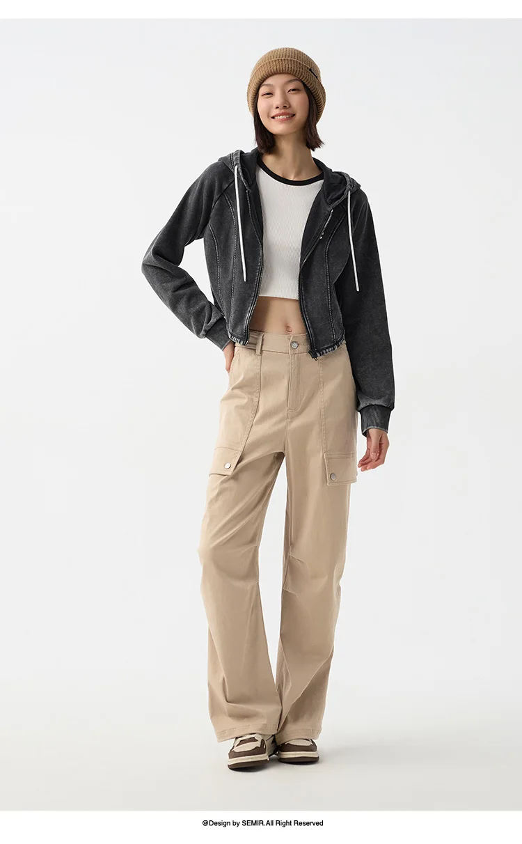 Outerwear Women Short Style Raglan-sleeved Vintage Simple Spring Slimming Skinny Hooded Jacket Sporty Style
