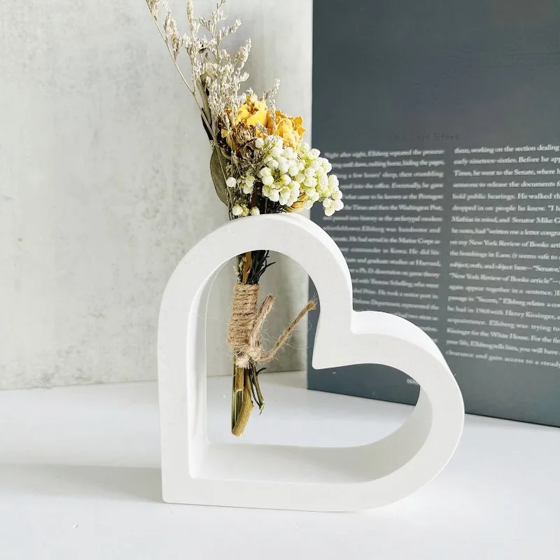 Silicone Mold Heart Vase Hydroponic Plant Flowerpot Cement Plaster Mould DIY Nordic Vase Test Tube Planter Resin Mold Home Decor