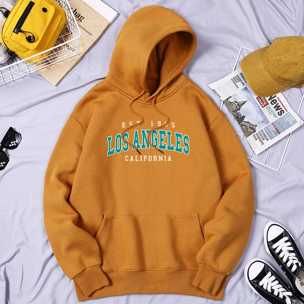 

Est 1905 L0S Angeles California Letter Men'S Hoodies All-Match Loose Hooded Vintage Graphics Hoodie Daily Casual Men'S Clothing