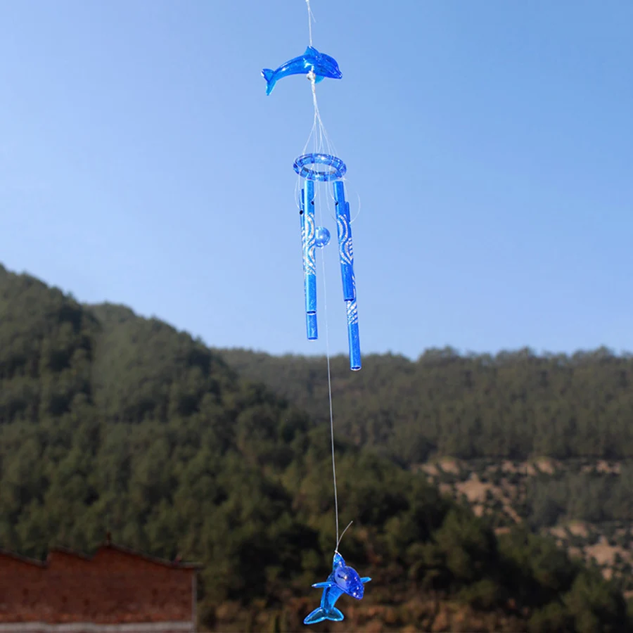 Cute Acrylic Little Dolphin Wind Chimes Courtyard Porch Hanging Decoration Birthday Housewarming Gift