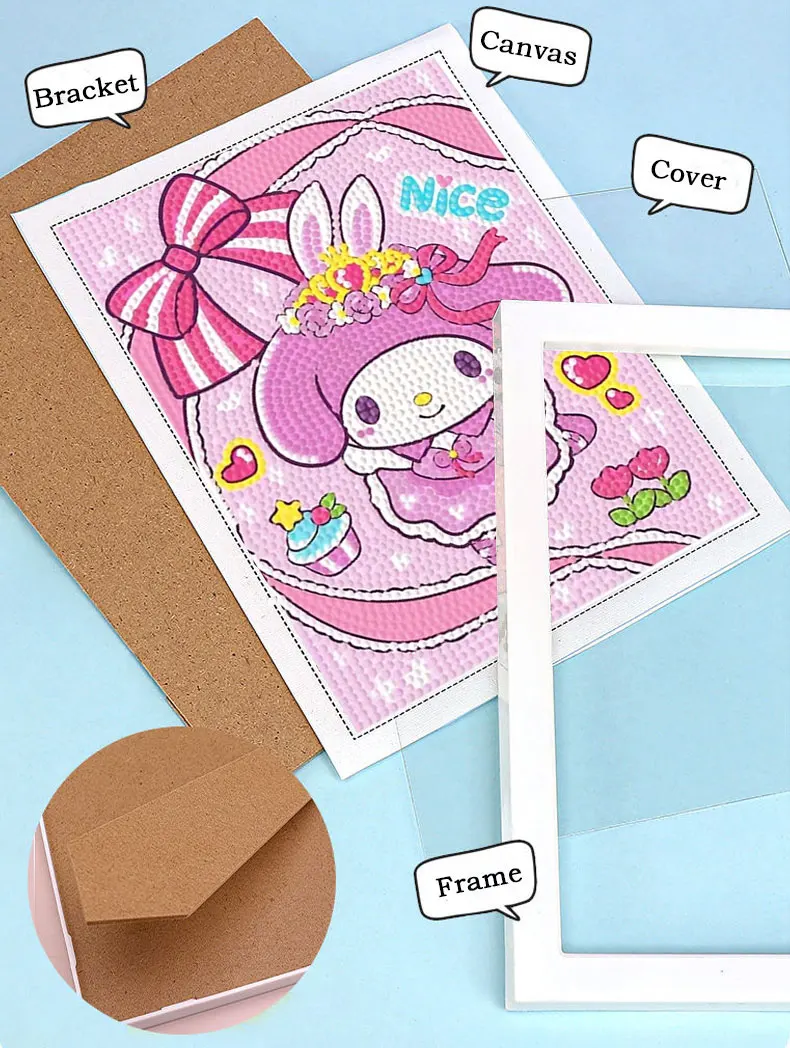 Description Picture 3 of itemSanrio Diamond Painting Melody New 2024 Full Diamond Mosaic 5D DIY Cross Stitch Kits Diamond Art Home Decor with Frame