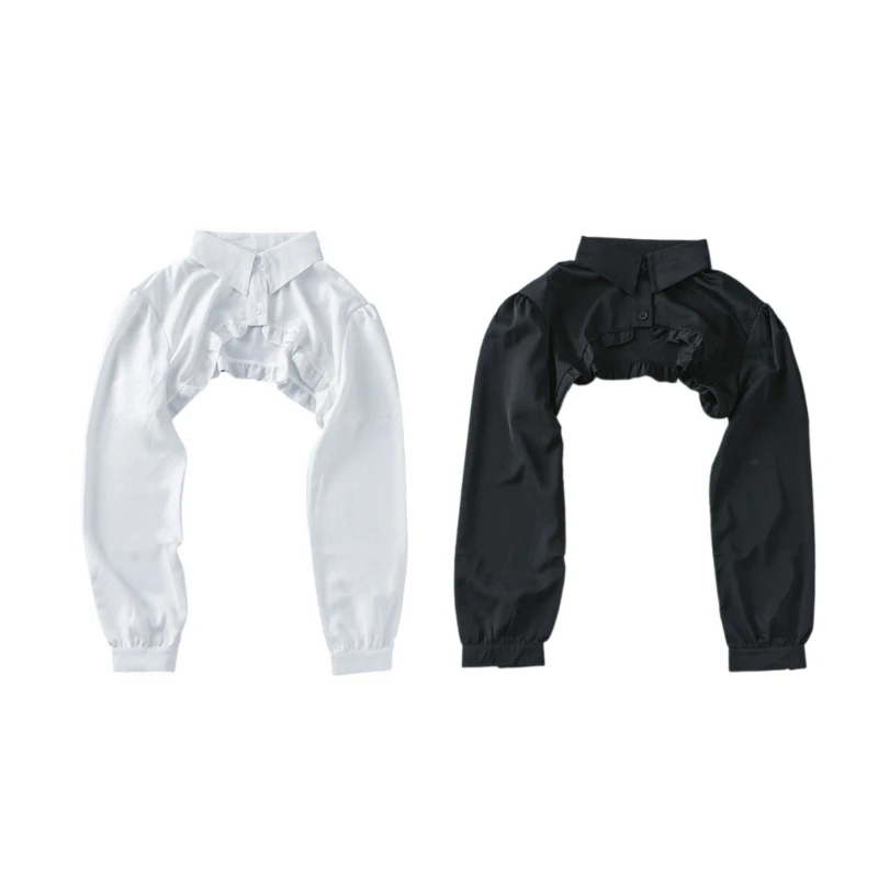 

Fake Collar Detachable Dickeys Blouse False Collar Half Shirt Blouse Button Front Shurgs Boleros Crop Tops for Dresses