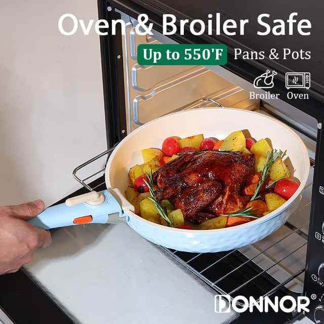 DONNOR Non-stick Cookware Set (Removable Handle),Induction Cooker Kitchen Cookware Set, RV Cookware Set,Oven and Dishwasher Safe 5