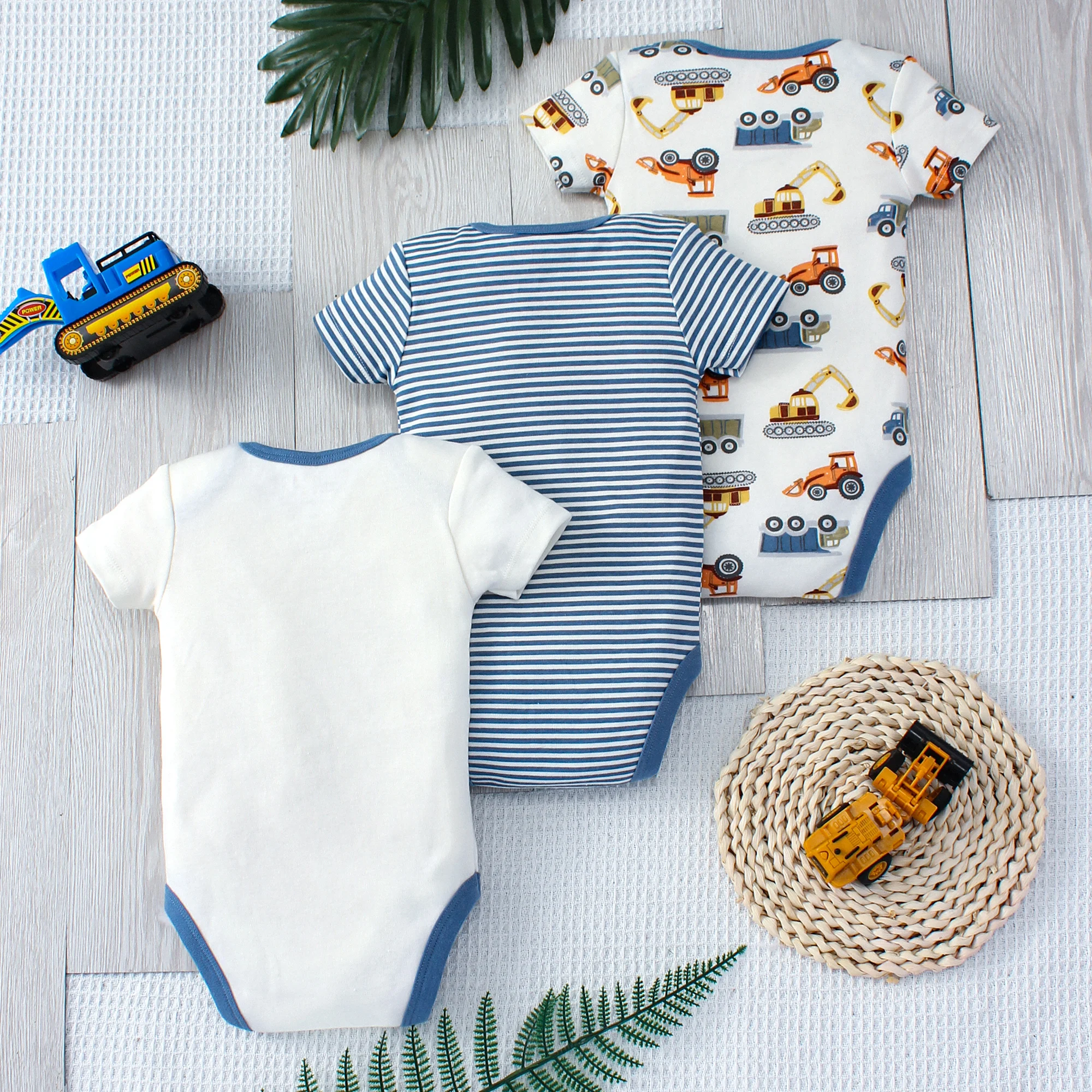 3PCS Baby Boy Summer Bodysuits 2