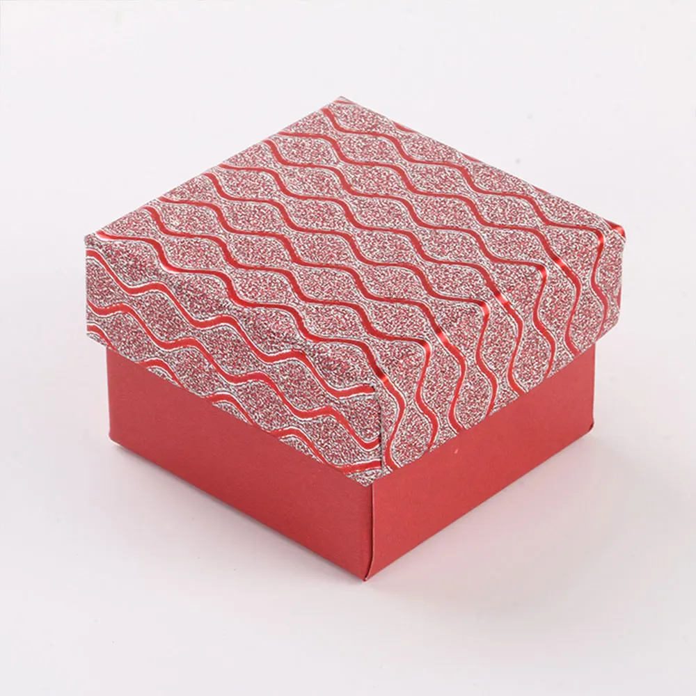 24pcs/Lot Fashion Glittering Water Ripple Paper Jewelry Box For Candy Ring Christmas Engagement Companion Packaging Cases Gift