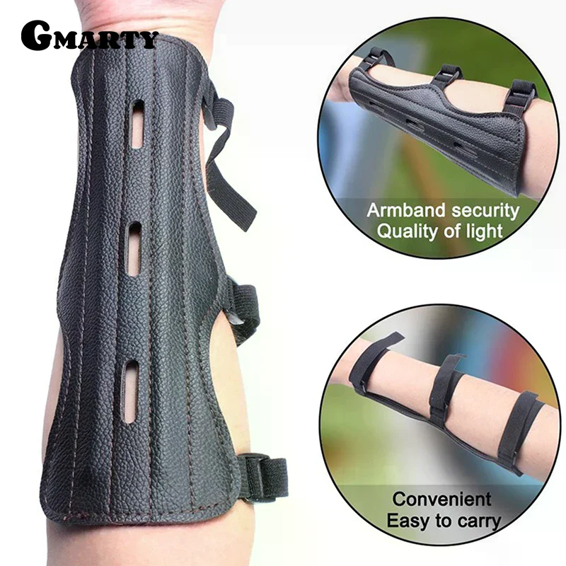 Protezione per Braccio in Pelle per Tiro con l'Arco, 3 Cinghie, Protezione Avambraccio Sicura e Regolabile, Accessori per Caccia, Tiro e Allenamento - immagine 4