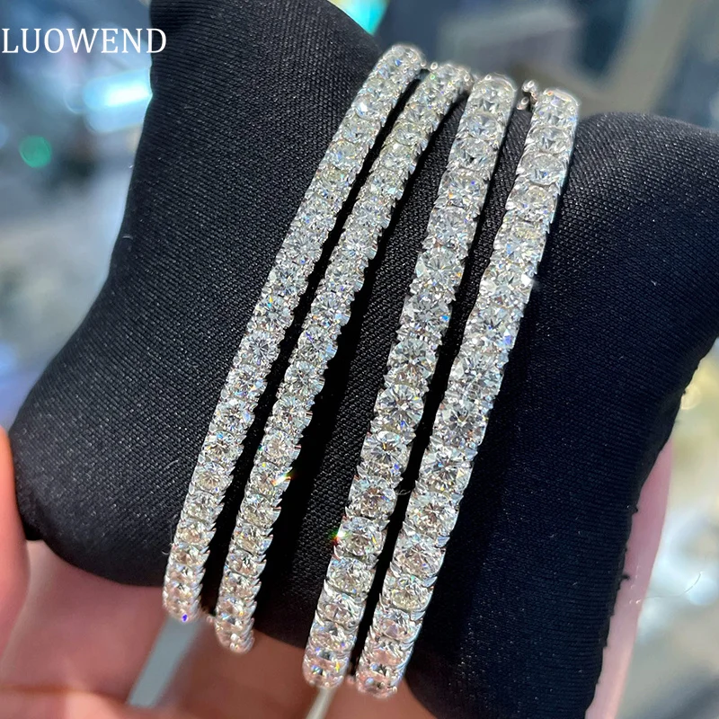 

LUOWEND 100% 18K White Gold Bracelet Real Natural Diamond Bracelet Luxury Elegant Style High Party Jewelry for Women