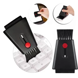 Brosse de nettoyage pour clavier d'ordinateur, avec lingette pour écran, rétractable, Double tête, pour ordinateur portable et de bureau, plumeau pour écran de téléphone 