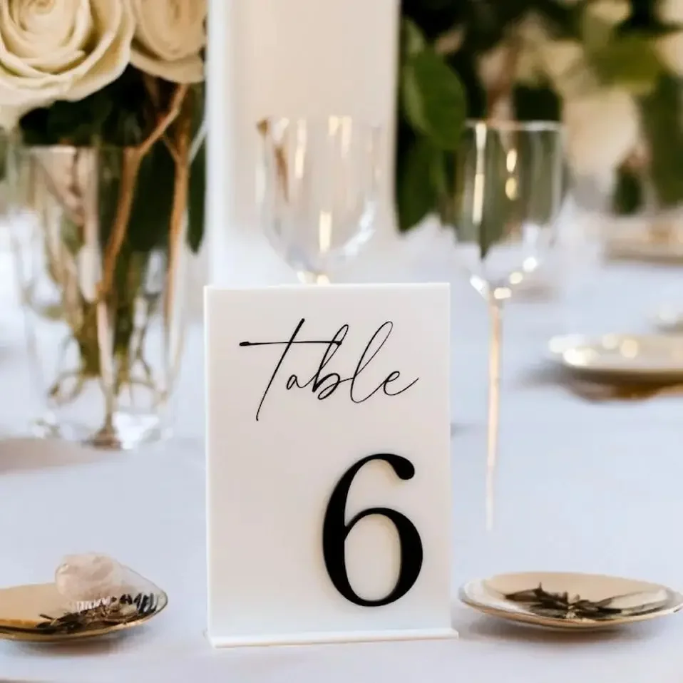 Wedding Table Numbers Acrylic Modern Arched Table Numbers for Wedding and Events Black and White